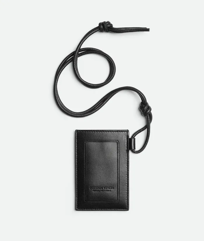 Women Bottega Veneta Card Cases Cassette Badge Holder Black