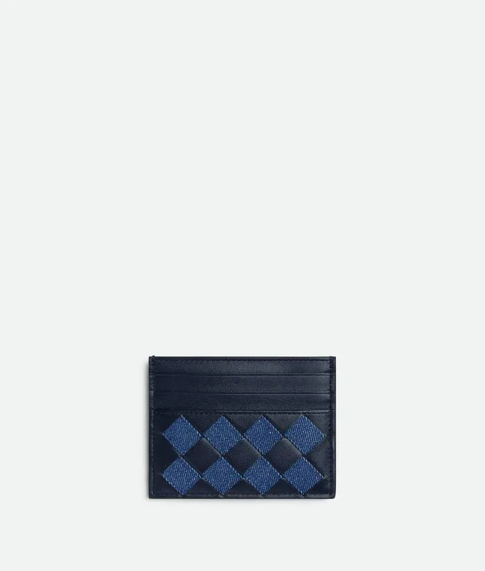 Women Bottega Veneta Card Cases Intrecciato Credit Card Case Abyss Indigo