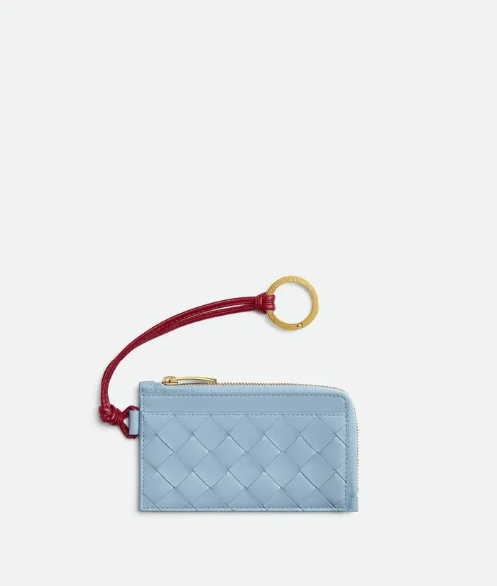 Women Bottega Veneta Card Cases Intrecciato LZipped Card Case With Hook Ice Dark Red