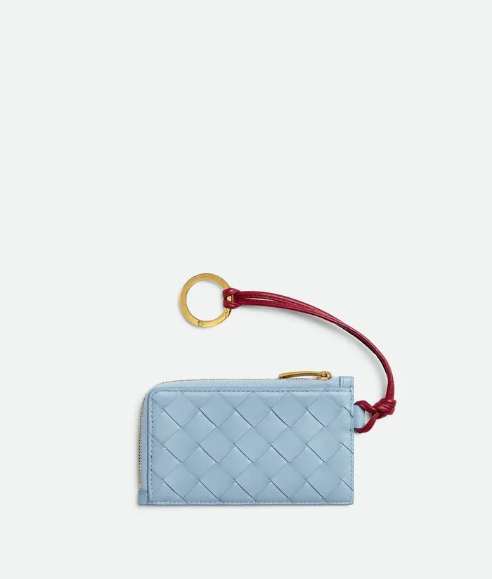 Women Bottega Veneta Card Cases Intrecciato LZipped Card Case With Hook Ice Dark Red