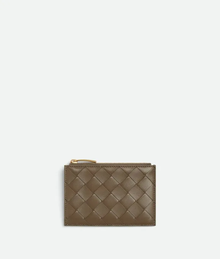 Women Bottega Veneta Card Cases Intrecciato Zippered Card Case Pinecone