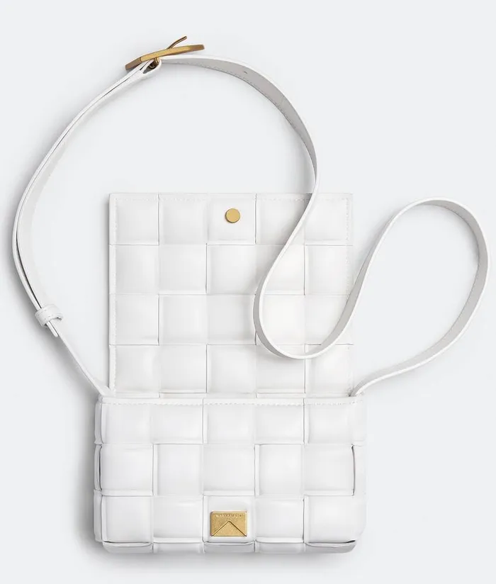 Women Bottega Veneta Crossbody Small Padded Cassette White