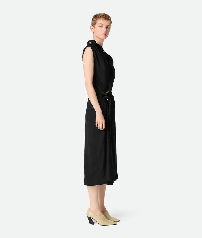Women Bottega Veneta Dresses Fluid Viscose Piercing Dress Black