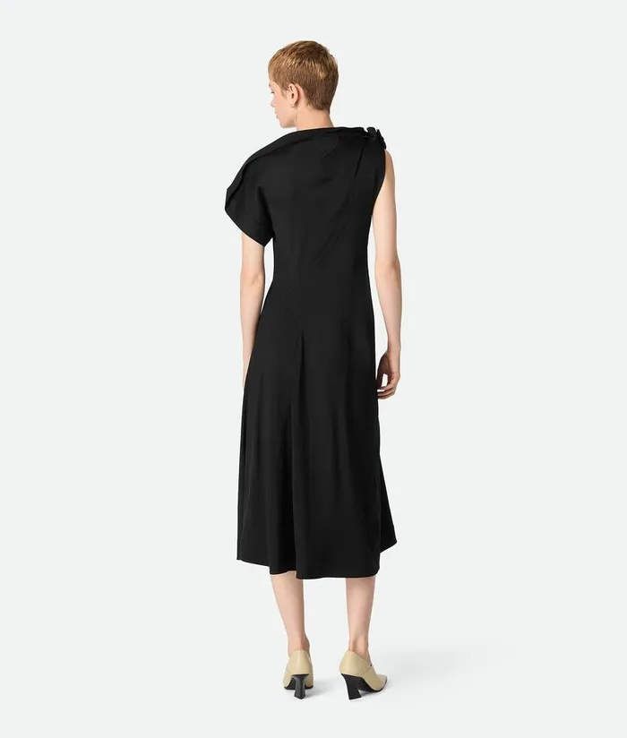 Women Bottega Veneta Dresses Fluid Viscose Piercing Dress Black