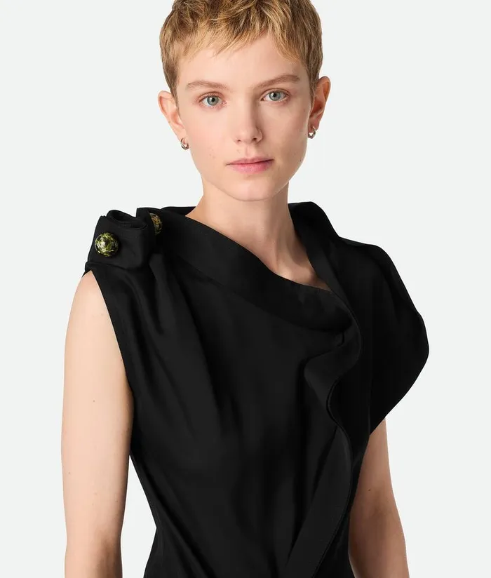 Women Bottega Veneta Dresses Fluid Viscose Piercing Dress Black