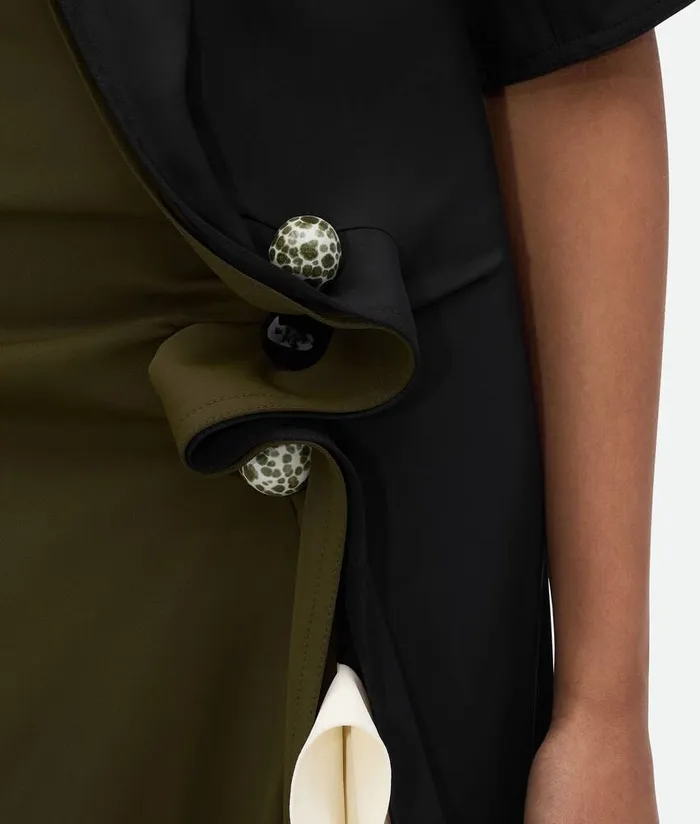 Women Bottega Veneta Dresses Fluid Viscose Piercing Dress Dark Oliveblackdove