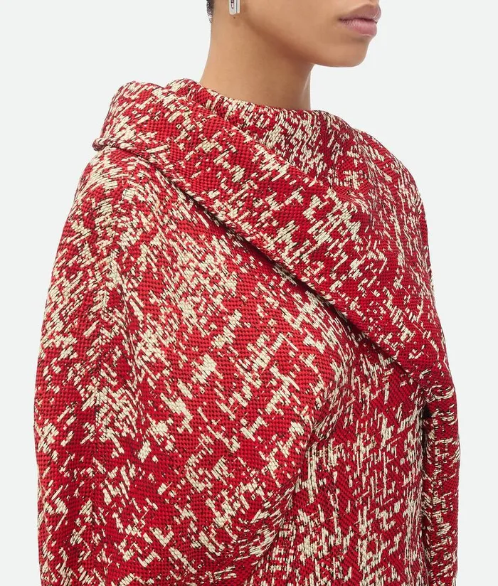 Women Bottega Veneta Dresses Textured Viscose Dress Redblackcream