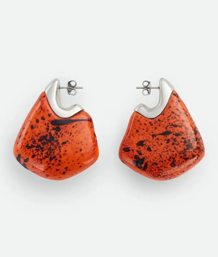 Women Bottega Veneta Earrings Large Fin Ceramic Earrings Tumericblack