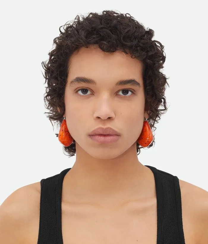 Women Bottega Veneta Earrings Large Fin Ceramic Earrings Tumericblack