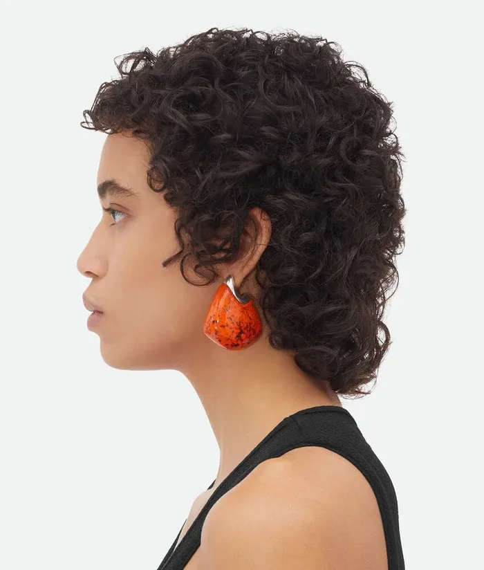 Women Bottega Veneta Earrings Large Fin Ceramic Earrings Tumericblack