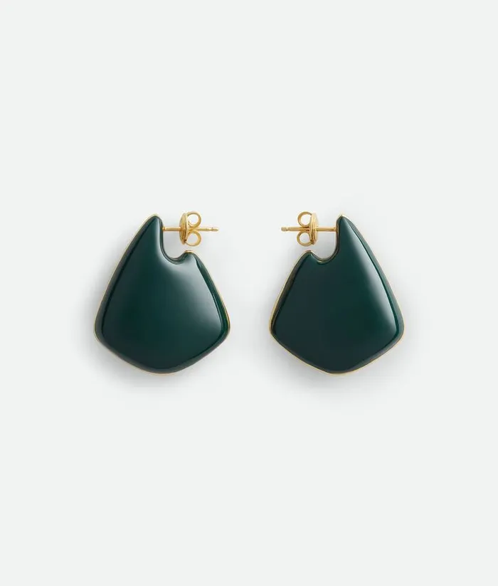 Women Bottega Veneta Earrings Small Fin Earrings Dark Green