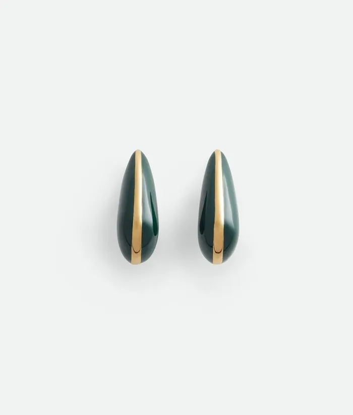 Women Bottega Veneta Earrings Small Fin Earrings Dark Green