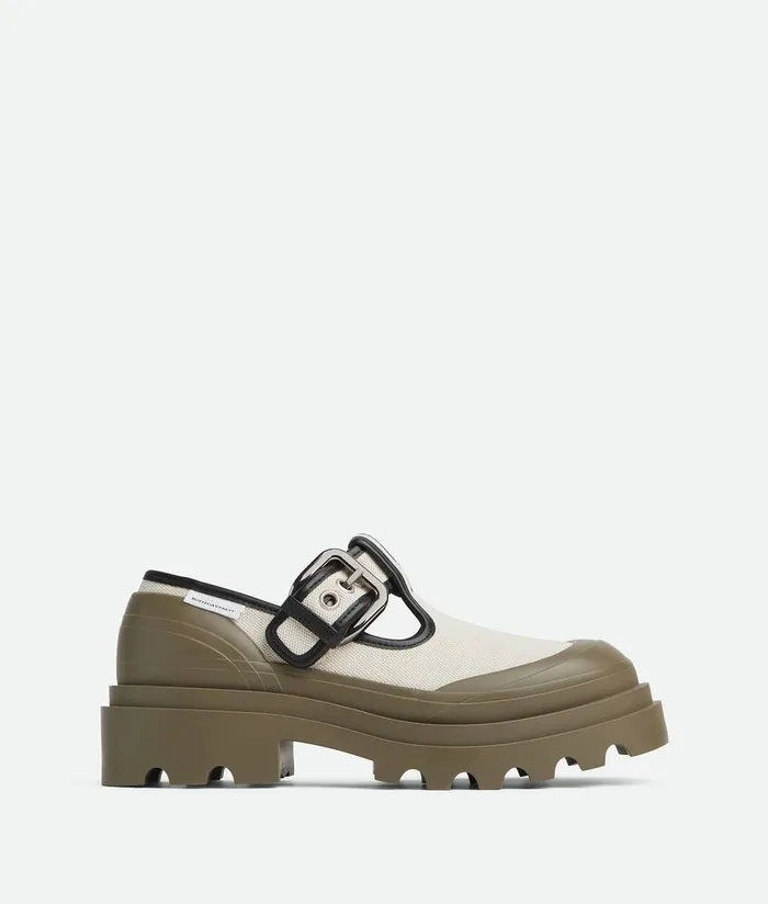 Women Bottega Veneta Flats Trek MaryJane Naturalblackliana