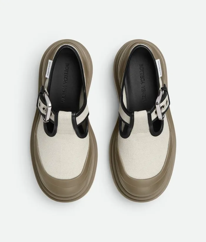 Women Bottega Veneta Flats Trek MaryJane Naturalblackliana