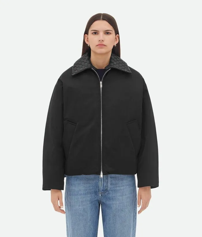 Women Bottega Veneta Jackets Tech Nylon Puffer Jacket Black