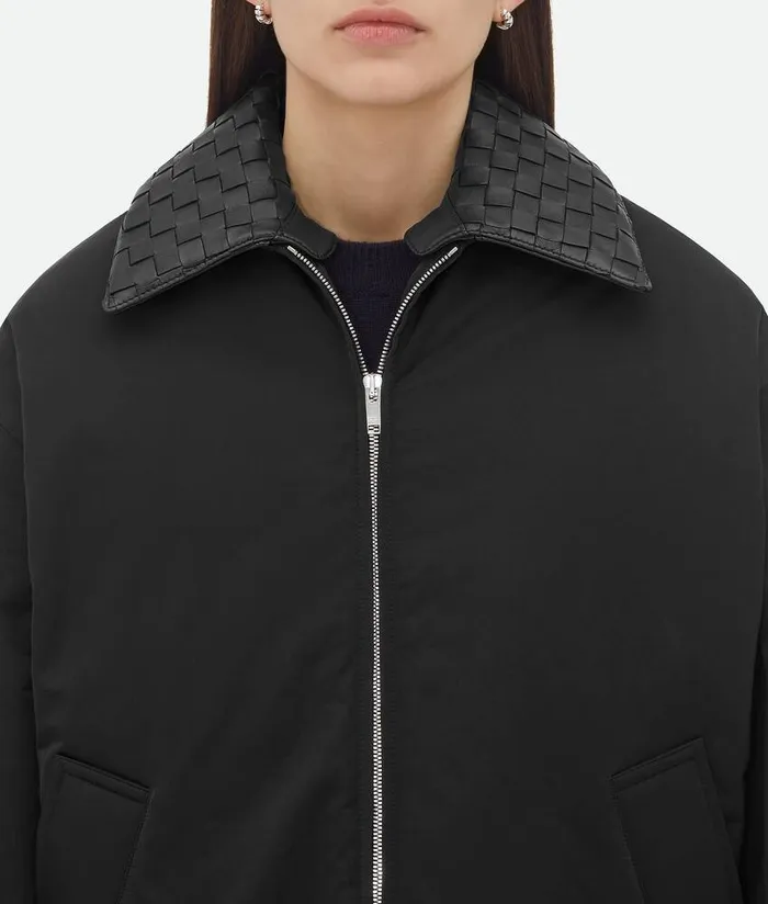 Women Bottega Veneta Jackets Tech Nylon Puffer Jacket Black
