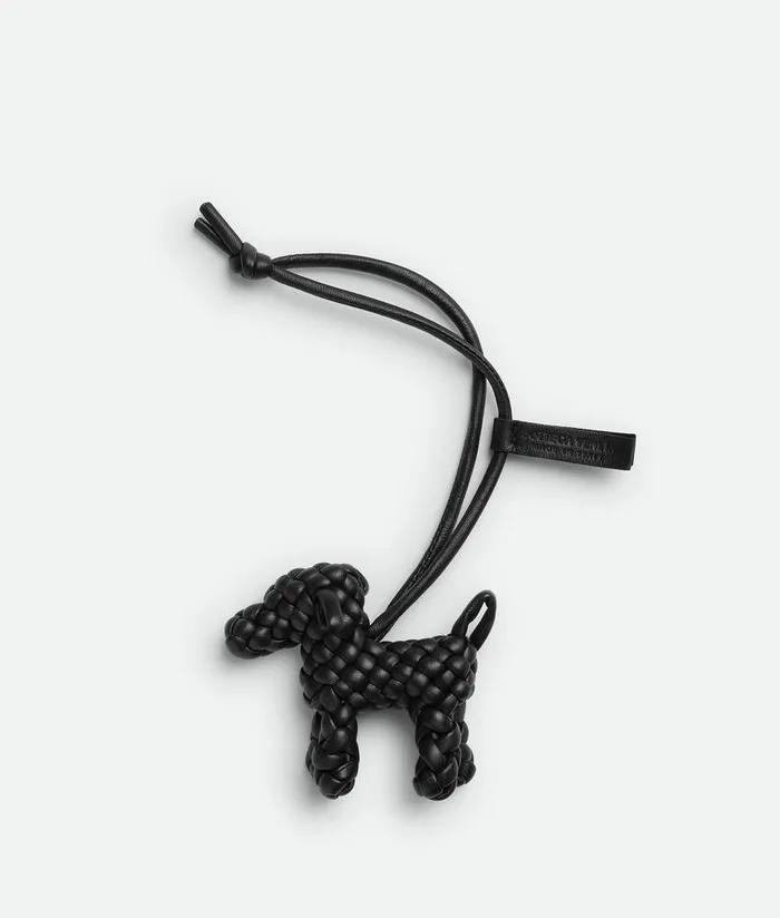 Women Bottega Veneta Key Rings Dog Charm Black