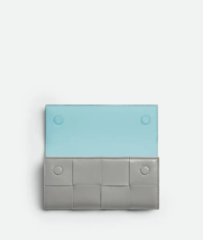 Women Bottega Veneta Long Wallets Cassette Large Flap Wallet Sterlingzenith