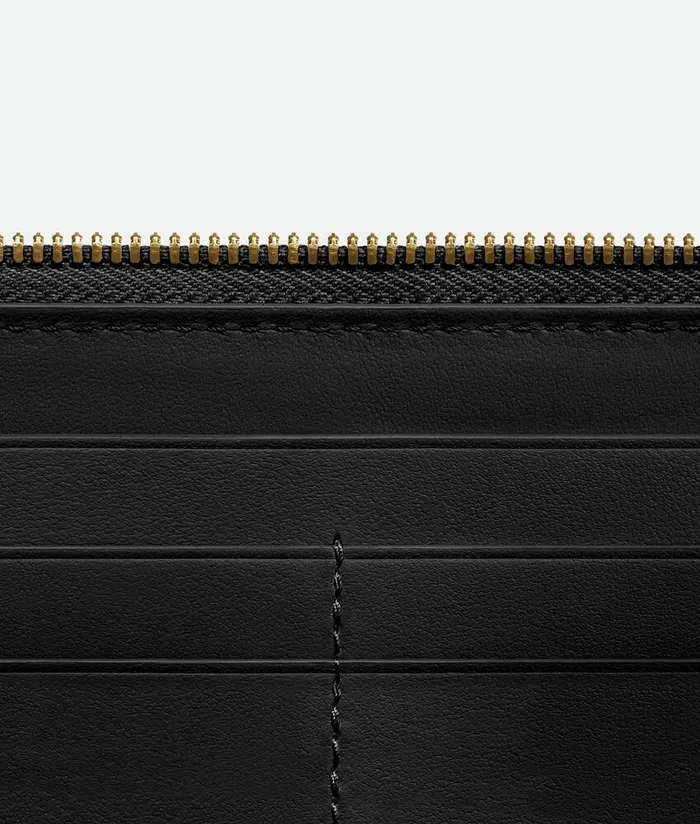 Women Bottega Veneta Long Wallets Intrecciato Zip Around Wallet Black