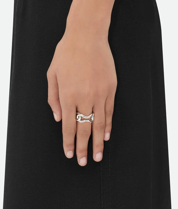 Women Bottega Veneta Rings Nest Chain Ring Silver