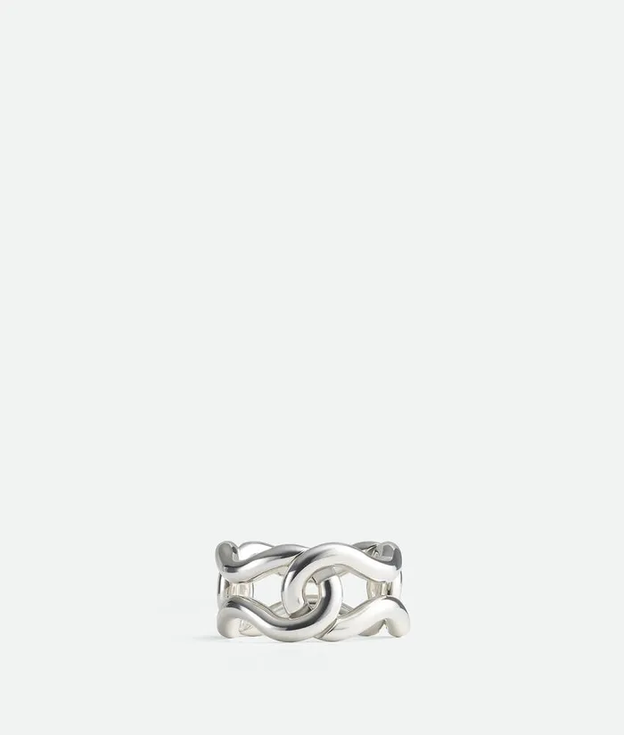 Women Bottega Veneta Rings Nest Chain Ring Silver