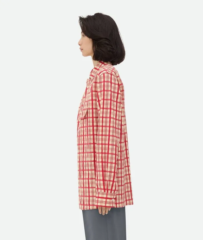 Women Bottega Veneta Shirts Check Cotton Shirt Moonred