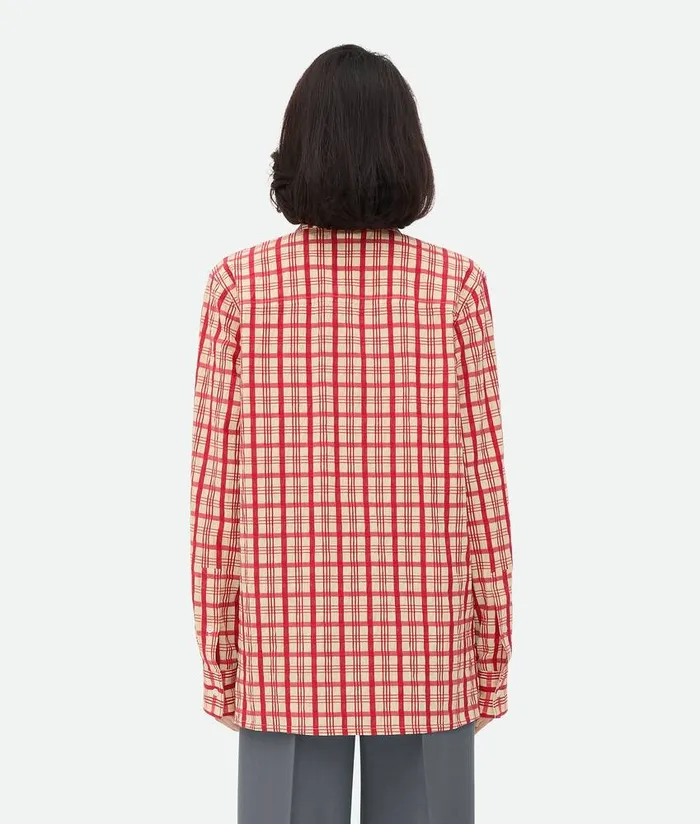 Women Bottega Veneta Shirts Check Cotton Shirt Moonred