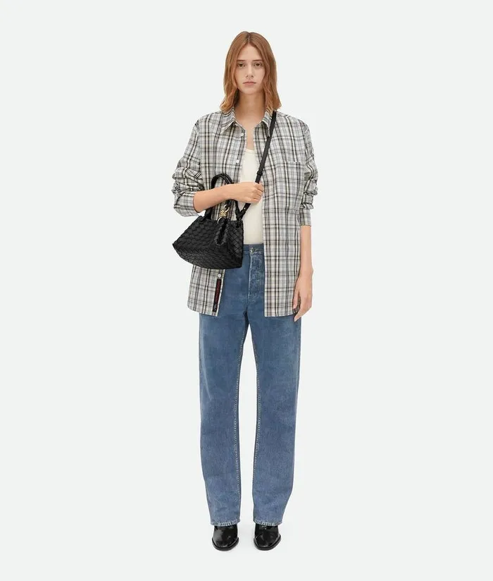 Women Bottega Veneta Shopper Small Parachute Black