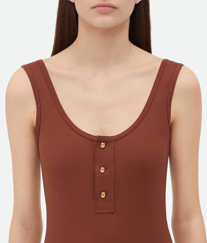 Women Bottega Veneta Swimwear Nylon Swimsuit Pecan
