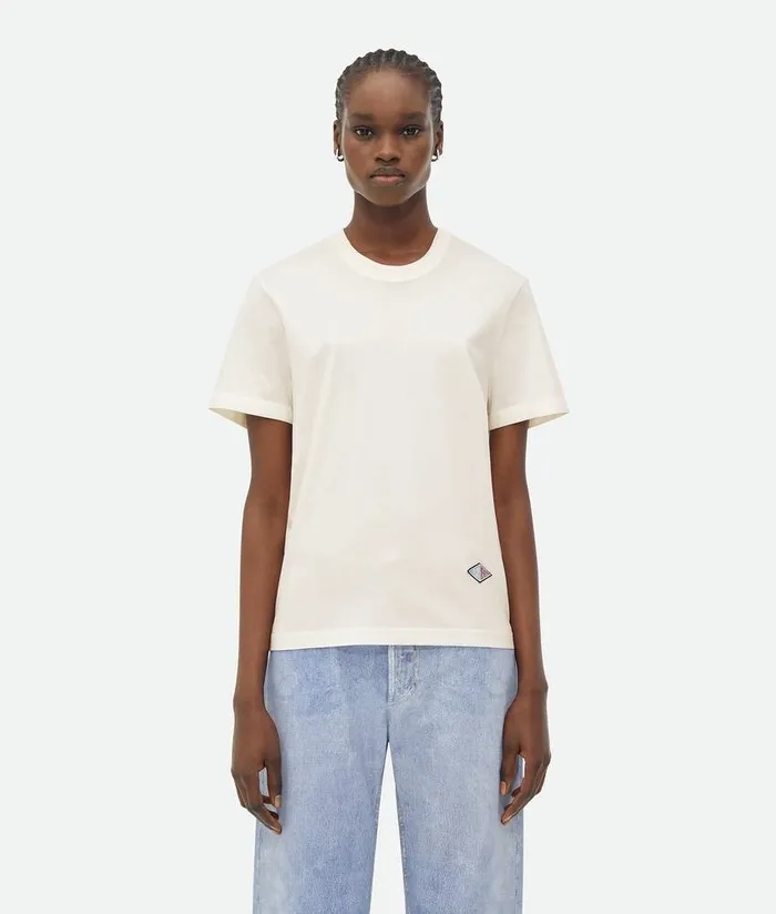 Women Bottega Veneta Tops And TShirts Light Cotton Jersey TShirt Chalk
