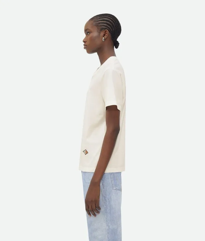 Women Bottega Veneta Tops And TShirts Light Cotton Jersey TShirt Chalk