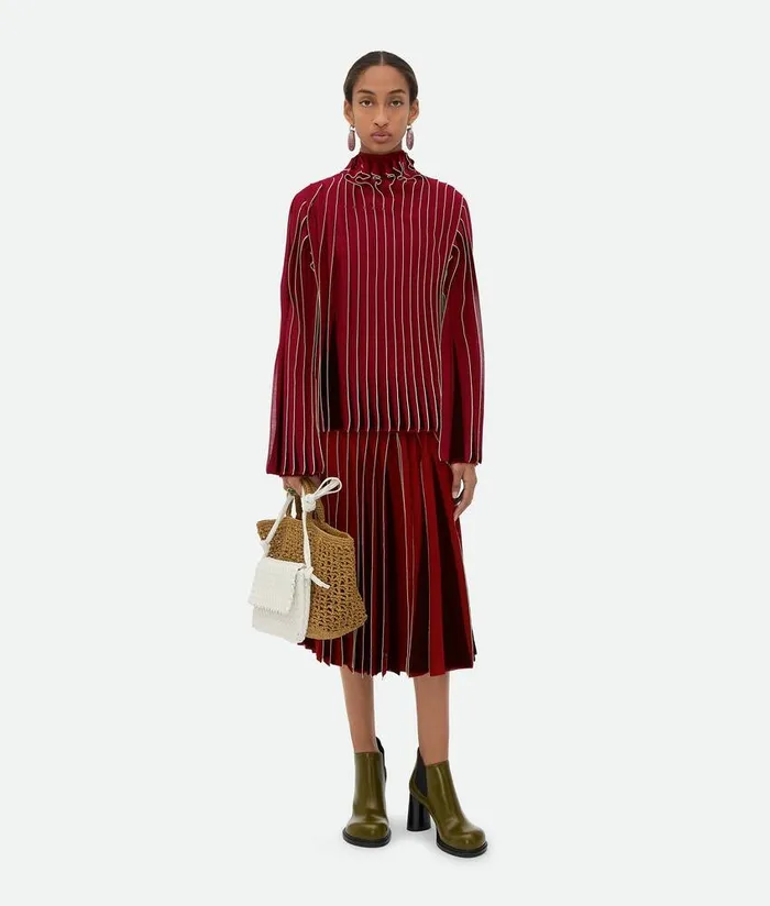Women Bottega Veneta Tops And TShirts Viscose Frill Top Rosewoodfondant