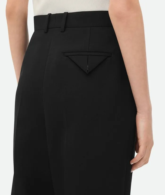 Women Bottega Veneta Trousers And Shorts Wool Grain De Poudre Trousers Black