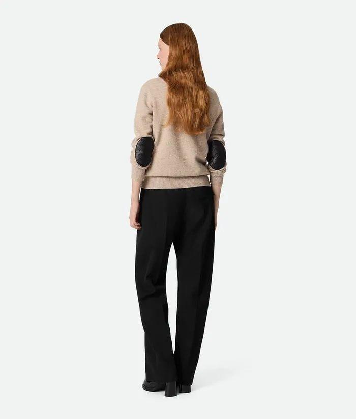 Women Bottega Veneta Trousers And Shorts Wool Twill Wide Leg Trousers Black