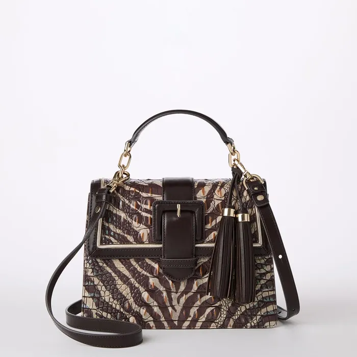 Women Brahmin Satchels Small Hallie Coffee Bengal