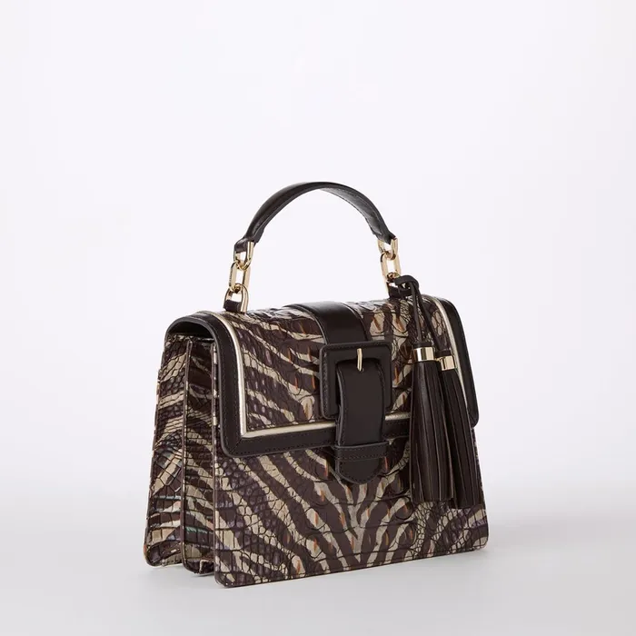 Women Brahmin Satchels Small Hallie Coffee Bengal