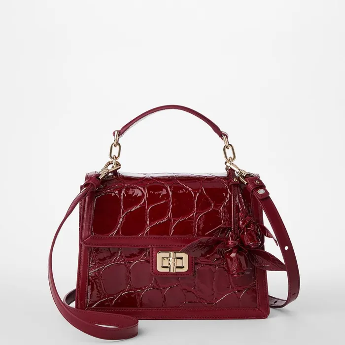 Women Brahmin Satchels Small Hallie Red Claudine