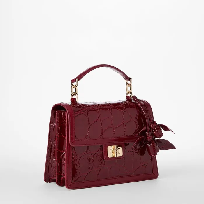 Women Brahmin Satchels Small Hallie Red Claudine Women Brahmin Satchels Small Hallie Red Claudine