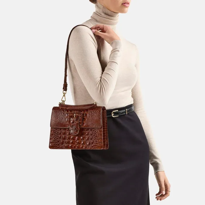 Women Brahmin Satchels Small Hallie Red Claudine Women Brahmin Satchels Small Hallie Red Claudine