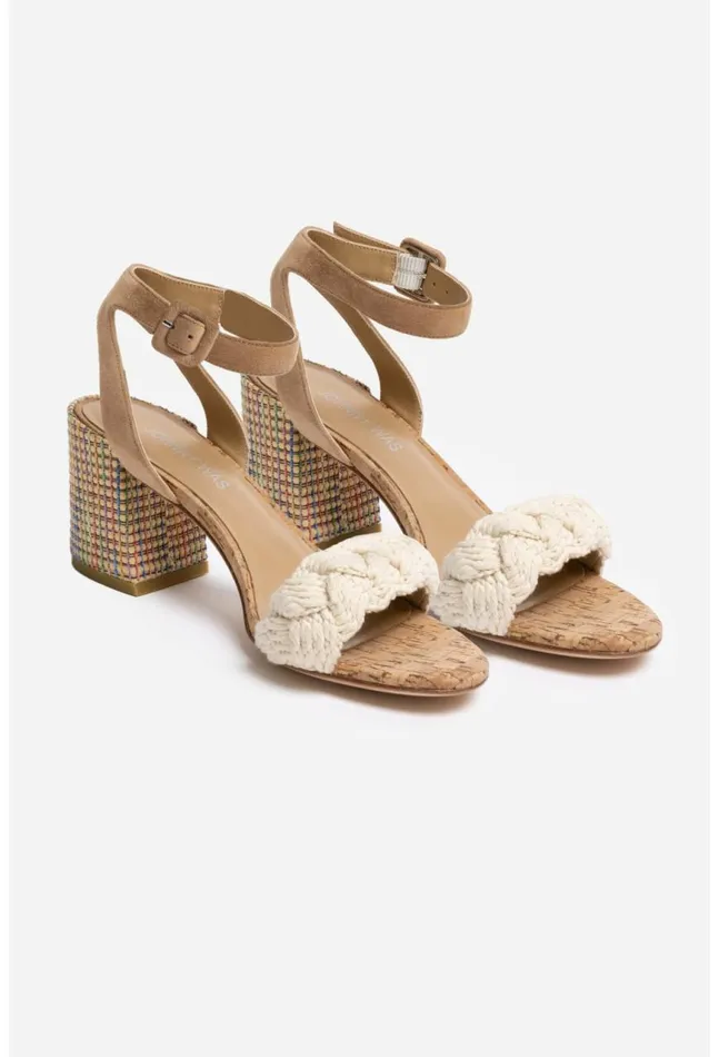 Women Braid Block Heel Natural Johnny Was Shoes