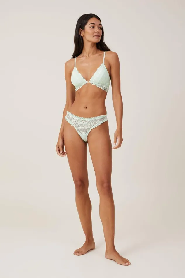 Women Bras Cotton On Butterfly Lace Triangle Bralette Spearmint