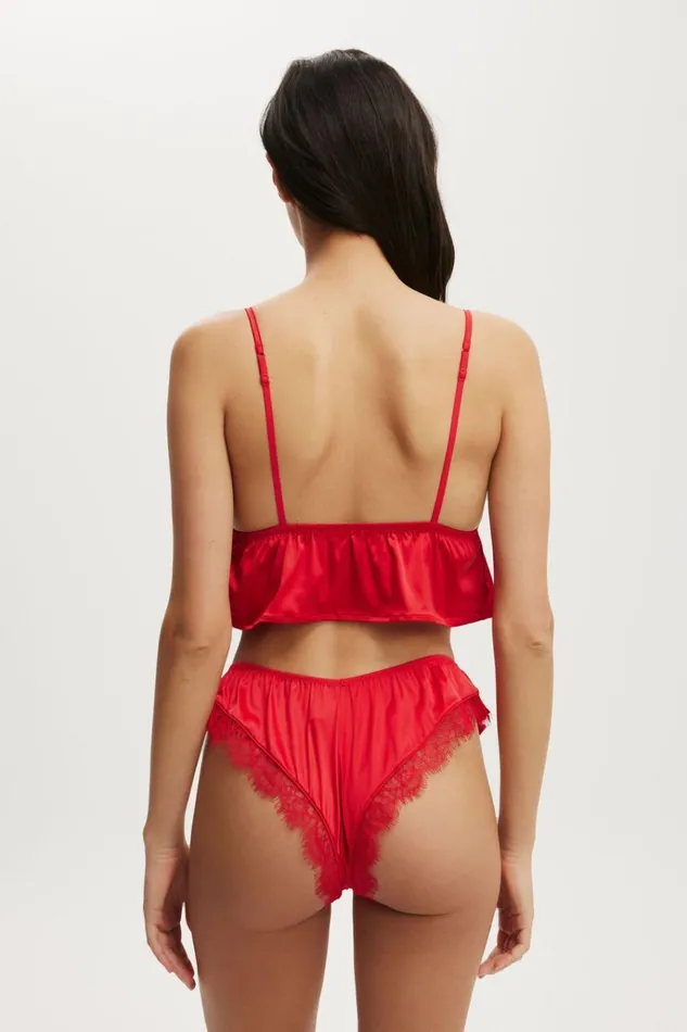 Women Bras Cotton On Satin Longline Bralette Cherry Pie