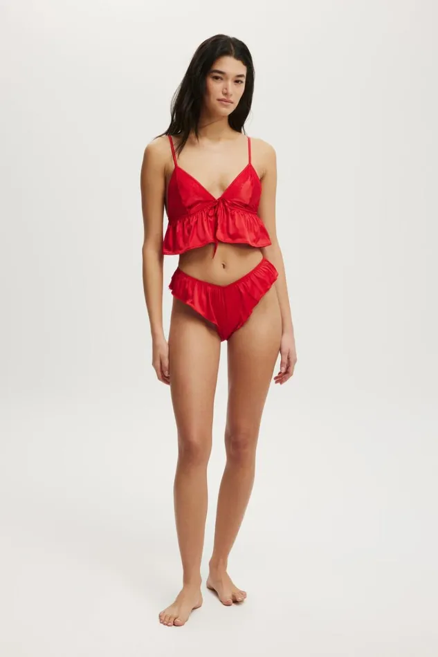 Women Bras Cotton On Satin Longline Bralette Cherry Pie