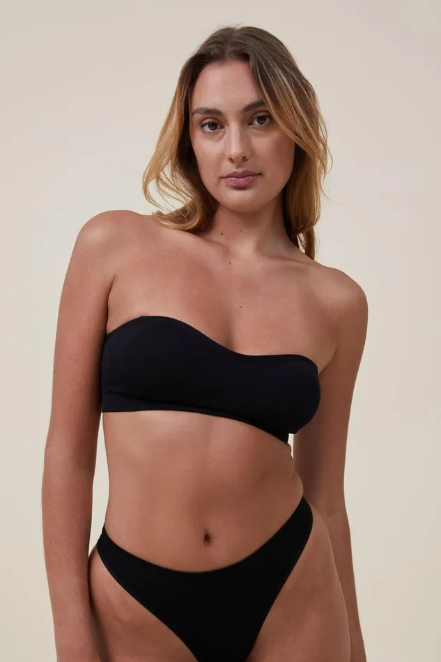 Women Bras Cotton On Seamless Sweetheart Padded Bandeau r Black