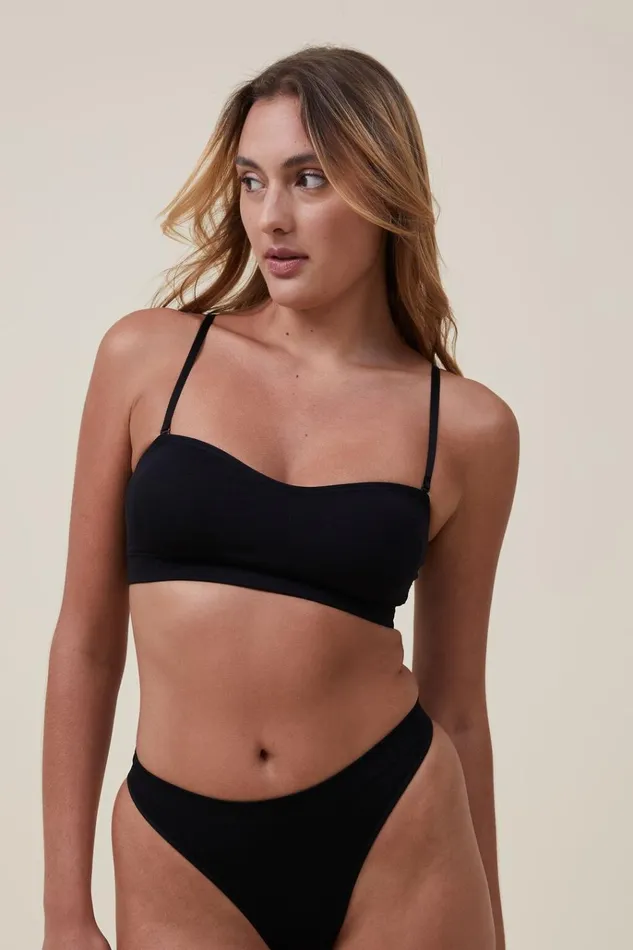 Women Bras Cotton On Seamless Sweetheart Padded Bandeau r Black