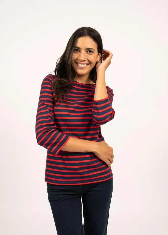 Women Breton Striped Shirts Saint James GALATHEE II Navy Red