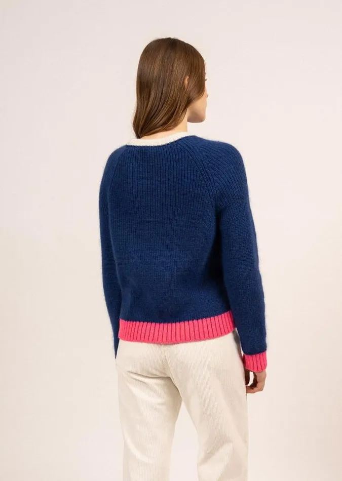 Women Breton Sweaters Saint James HASPARREN Blue Neon Pink Winter White