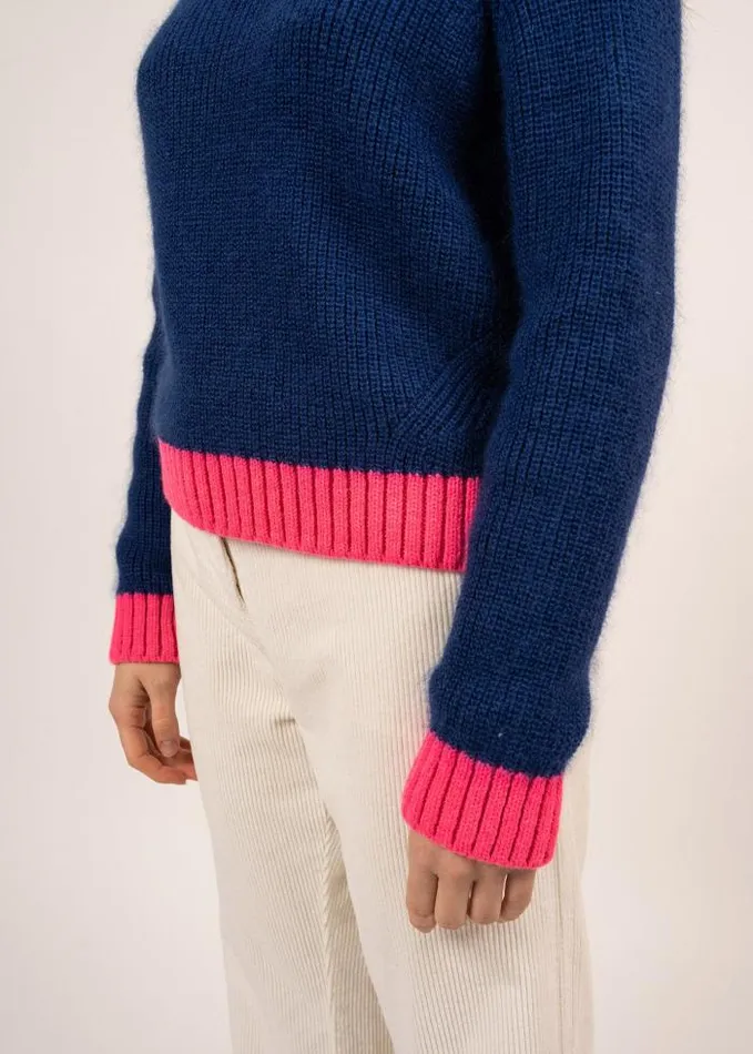 Women Breton Sweaters Saint James HASPARREN Blue Neon Pink Winter White