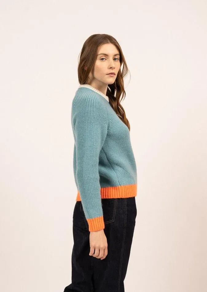 Women Breton Sweaters Saint James HASPARREN Jade Neon Orange Winter White