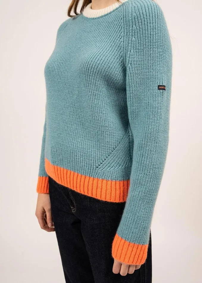Women Breton Sweaters Saint James HASPARREN Jade Neon Orange Winter White